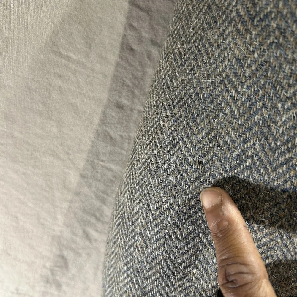 Vintage Lacrosse Mens 46L Grey Herringbone Pure Wool Blazer Sport Coat